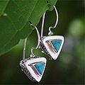 Sterling Silver 'Oriental Triangle' Turquoise Earrings (Indonesia)