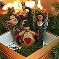 Set of 4 'Christmas Magic' Wood Ornaments (Indonesia)