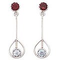 Silver 'Mod Swing' Garnet and Topaz Earrings (India)