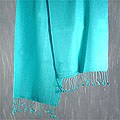 'Sky Blue Perfection' Silk and Pashmina Shawl (India)
