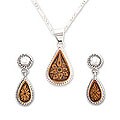 Sterling Silver 'Poinsettia Stars' Mate Gourd Jewelry Set (Peru)