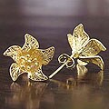 Goldplated Silver 'Bougainvillea Blossom' Earrings (Indonesia)