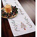 Christmas Holly Stamped Embriodery Table Runner