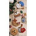 Santa Chef Felt Applique Ornaments (Set of 6)