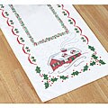 Dash Away Santa Stamped Cross Stitch Table Runner