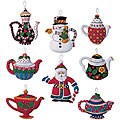 Christmas Tea Pots Ornaments Felt Applique Kit (Set of 8)