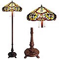 Tiffany-style Victorian Bronze Floor Lamp 