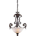 English Bronze and Frosted Glass 3-light Pendant