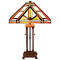 Tiffany-style Mission Table Lamp with Bronze Base