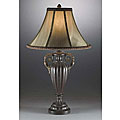 Victorian Bronze Table Lamp with Beige Linen shade