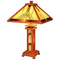 Tiffany-style Mission Table Lamp with Lighted Base