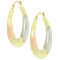 10k Yellow/ White/ Pink Gold Puff Hoop Earrings