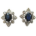 14k Gold Blue Sapphire and 1/6ct TDW Diamond Earrings