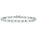 Sterling Silver Blue Topaz and CZ Bracelet