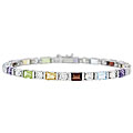 Sterling Silver Multi-gemstone and CZ Bracelet