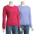 Lusso Women's Cashmere Cable Knit Pullover Sweater