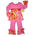 AnnLoren Girl's 2-piece Pink Floral Boutique Outfit