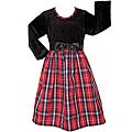 AnnLoren Girl's Black/ Red Plaid Holiday Dress