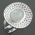 Sterling Silver Aquamarine Hammered Ring (China)