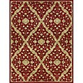 Machine-made Red and Beige Polypropolene Rug (2'6 x 7'9)