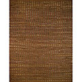 Woven Latin Coffee Leather/ Suede Rug (5' x 7'6)