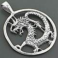 Sterling Silver Horned Dragon Pendant (Thailand)