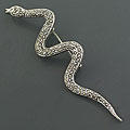 Sterling Silver and Marcasite Snake Brooch (Thailand)