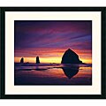 Haystack Rock Sunset Framed Art Print