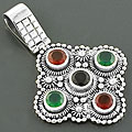 Multi-onyx .925 Sterling Silver Pendant (India)