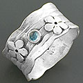 Sterling Silver Blue Quartz Flower Ring (India)