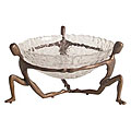 Textured Glass Bowl and Cast Bronze Holder