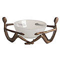 Frosted Glass Bowl and Cast Bronze Holder