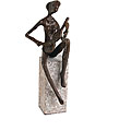 Cast Bronze Guitar Player on Rock Statuette
