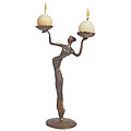 Curved Lady Cast Bronze Candleholder