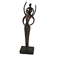 Couple with Child on Shoulders Bronze Statuette