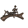 Bronze Children Reading on Tree Trunk Sculpture