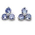 10K White Gold Tanzanite 3-stone Earrings
