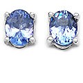 10k White Gold Tanzanite Oval Stud Earrings