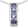 10k Gold Tanzanite and Diamond Curved Necklace