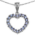 10k White Gold Tanzanite/ Diamond Heart Necklace