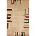Hand-tufted Beige Mod Stripe Wool Rug (8' x 10')