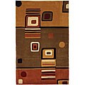 Hand-tufted Mod Float Boxes Brown Wool Rug (8' x 10')