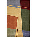 Hand-tufted Green Mod Angles Wool Rug (3'6 x 5'6)