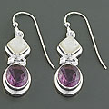 Sterling Silver Amethyst/ Moonstone Earrings (India)