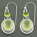 Silver Green Chalcedony/ Peridot Earrings (India)