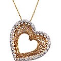 10k Two-tone Gold 1/10ct TDW Diamond Heart Necklace