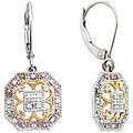 10k Two-tone Gold 1/8ct TDW Diamond Drop Earrings