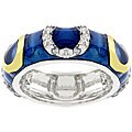 Dark Blue Enamel Horseshoe Ring