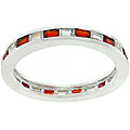 White Gold Rhodium Bonded Red CZ Stacker Ring