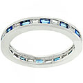 Silvertone 'Sapphire Stacker' Blue and Clear CZ Ring